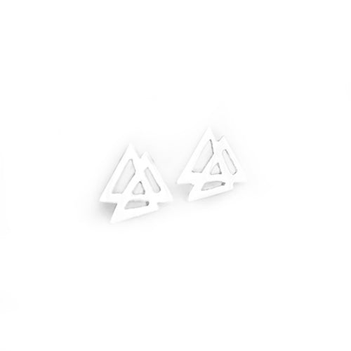 White baiasa logo geometric earrings on a white background