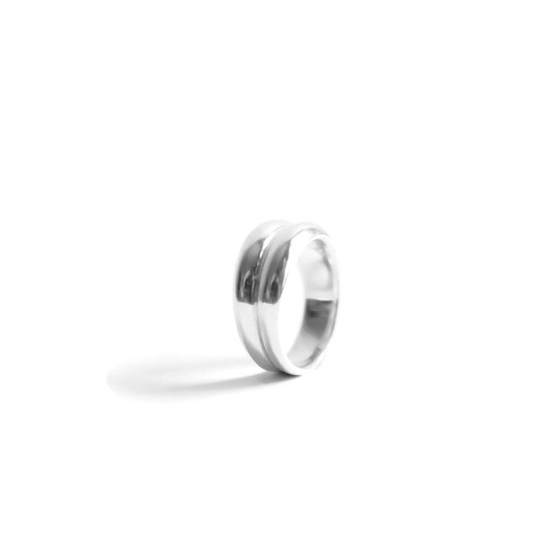 Silver ring on a white background